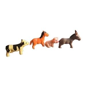 Excellerations Soft Touch Baby Farm Animals Set 4 Cow Horse Pig Donkey PVC Toys
